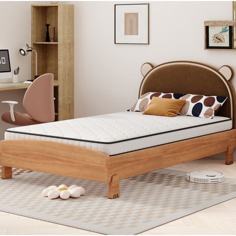 Matelas à ressorts 90x200 cm en tissu blanc, ergonomique pour chambre adulte moderne FloraGrace (1/5)