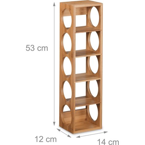 Lote de 2 estantes para vino portabotellas horizontal 5 botellas 43 x 12 x 13 cm de bambú natural 130013483 (1/2)