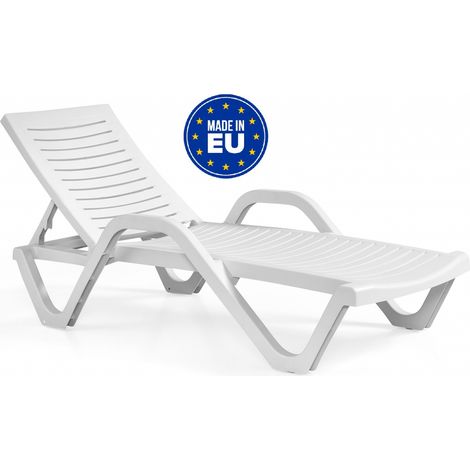 Sedia Sdraio Bianco Woody Chaise Longue Lettino da Mare Piscina Lido in Polipropilene in Vari Colori (1/3)