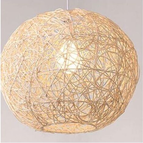 Ineasicer Suspensions Luminaire en Rotin, Lampe Suspendue avec Ampoule, Fait à la Main, Décors pour Maison, Chambre (1/4)