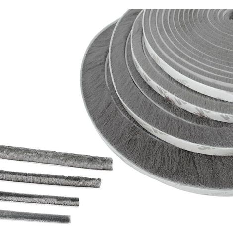 Türbürstendichtung, 1 m (L) x 9 mm (B) x 23 mm (T), grau, schalldämmende Tür- und Fensterdichtung, selbstklebende Bürstendichtung - Crezuo
