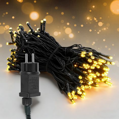 TolleTour Catena luminosa LED da esterno 10 m, 100 LED bianco caldo, 8 modalità, giardino, balcone, Natale, cavo nero (1/5)