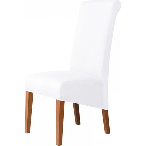 Housse de chaise à dossier haut - blanche - tissu en soie de lait - élastique (1/5)