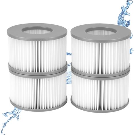 Cartouches de filtre spa, lot de 4 - Filtre de remplacement pour spa MSpa depuis 2020 - Filtre à eau 10,8 x 6,5 cm pour spa gonflable, hot tub et piscine - Blanc (1/5)