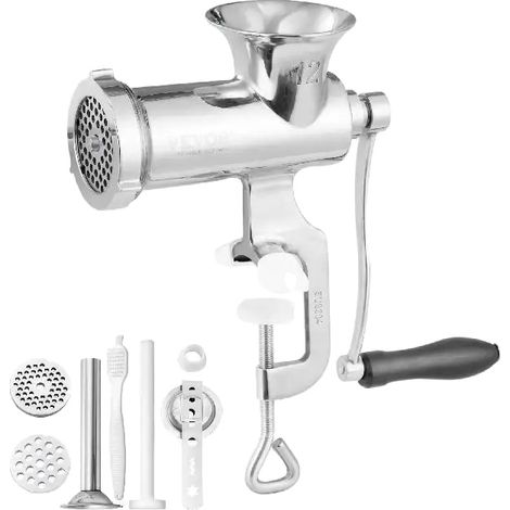 Hachoir à viande manuel, acier inoxydable 304, 13,8 x 9,8 x 5,5 po, calibre 12, fixation par clip en acier de table, 8,16 lbs (1/5)