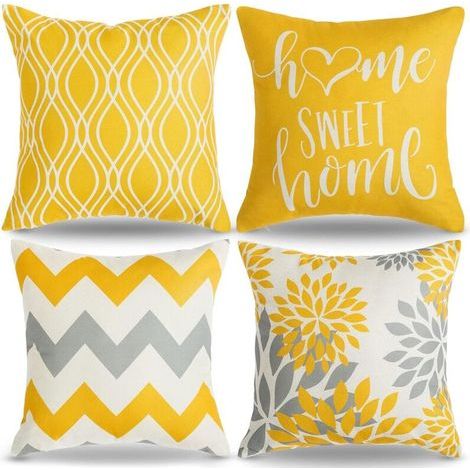 45x45cm,Housse de Coussin Géométrique Motif Coussin Decoratif Jaune Coussin Canapé pour Canapé Maison Salon Chambre Décoration D'intérieur (1/5)