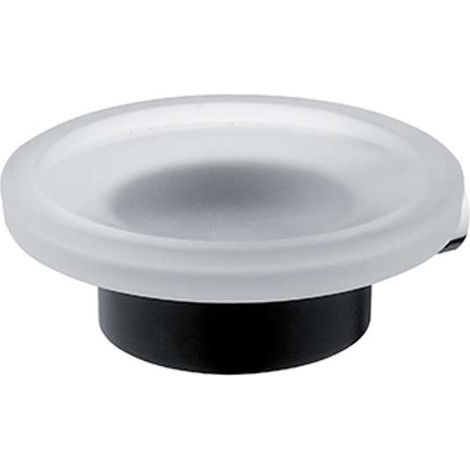 Nimco Nava - Jabonera con soporte, mate negro/ vidrio opalino NA 28059W