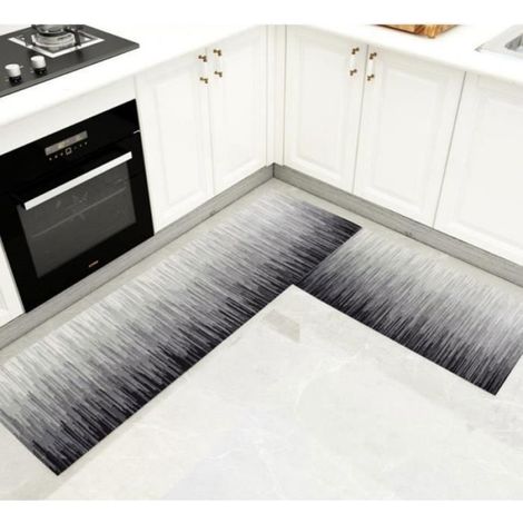 Tapis devant évier - 2 pièces - Antidérapant - Polyester - 40x60 & 40x120 cm (1/2)