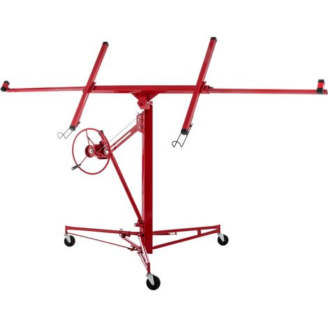 Sollevatore per cartongesso e soffitti 68 kg altezza 140-350 cm con 3 ruote frenate (1/5)