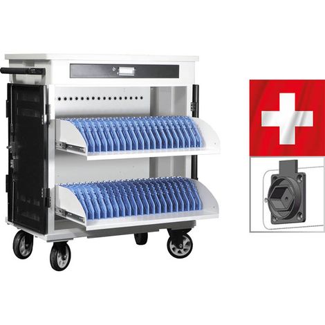 Safecart 40 PRO+ - SWISS-Edition - Großer Laptopwagen - 40 Ladeplätze mit schweizer Steckdosen (1/5)