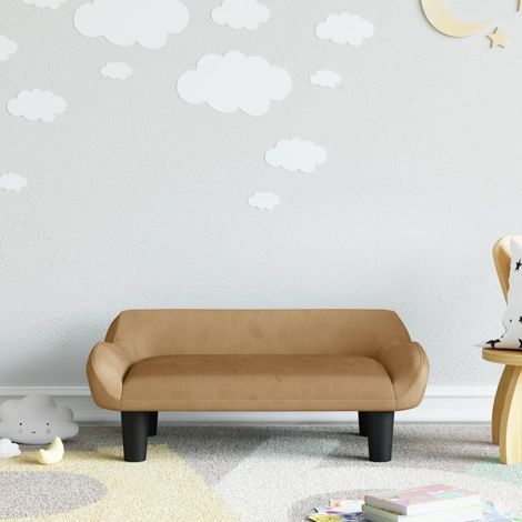 Canapé pour enfants, Fauteuil enfants, Canapé Relax Salon, Canapé droit fixe marron 70x40x24 cm velours MJU6307 (1/5)