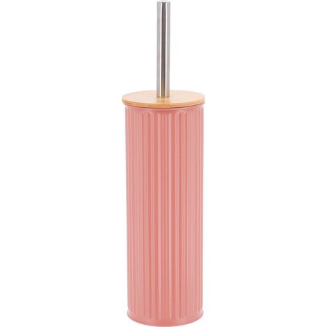 Wc-bürste aus metall mit rillen und bambusdeckel – blush - Tendance (1/3)