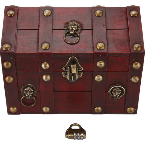 Boite De Rangement En Bois - Boite Au Trésor À Serrure Combinaison - Décoration Vintage Pour Intérieur - 1 Pièce (1/5)