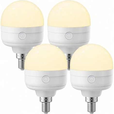 Ampoule E14 rechargeable avec télécommande - intensité réglable, fonction minuterie et 3 couleurs LED - lot de 4 (1/5)
