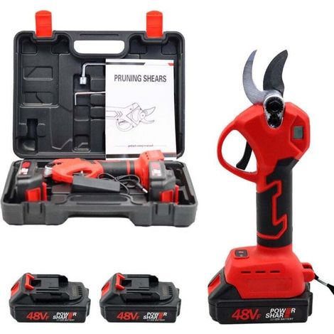 Sécateur Électrique Sans fil,Secateur Electrique, Sécateur électrique avec Écran avec 2 Batteries de 2.0Ah pour la taille, le jardinage, les arbres fruitiers et le vignoble Ciseau