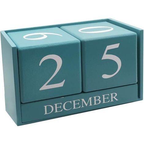 Calendario da scrivania in legno - Visualizzazione perpetua di mesi e date - Decorazione per casa e ufficio, v030 (1/5)