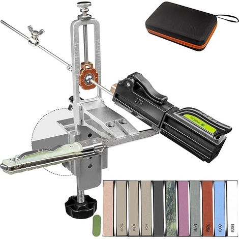 Affilacoltelli CWOVRS con controllo preciso dell'angolo, affilatura per interni ed esterni con diamante e pietra naturale, ideale per cucina e campeggio. (1/5)