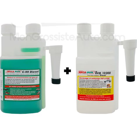 Pack décrassage Mecarun, ECO 10000 Diesel + C99 Diesel, 500ml