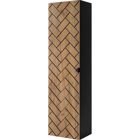 Mobile bagno, Rovere Craft, 35 x 136 x 27 cm, maniglie nere (1/5)