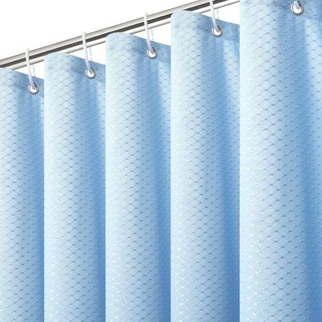 Rideau de Douche 180x200CM, Rideau de Douche en Tissu Gaufré Imperméable et Épais, Voile de Salle de Bain Anti Moisissure avec 24 Crochets et Une Paire de Liens (1/5)