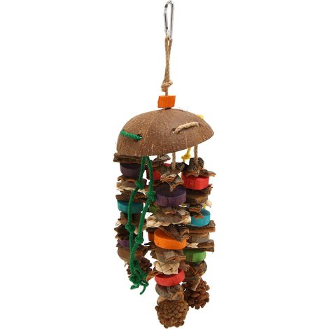 Jouets pour cage à perroquets : blocs de bois colorés en coquille de noix de coco, jouet à mâcher pour perroquets de grande et moyenne taille (1/5)