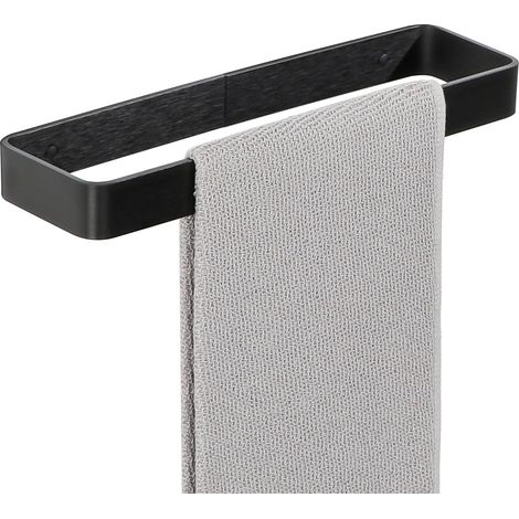 Porte Serviette Mural sans Perçage pour Salle de Bain, Support Serviette Adhésif en Aluminium pour Cuisine Baignoire Lavabo, Noir 30CM, EGYS24030-300-3M-B (1/4)