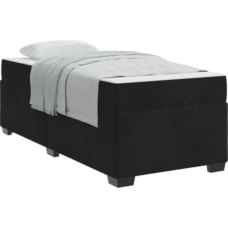 Lit simple  Lit adulte  Cadre de lit avec matelas Noir 80 x 200 cm tissu
