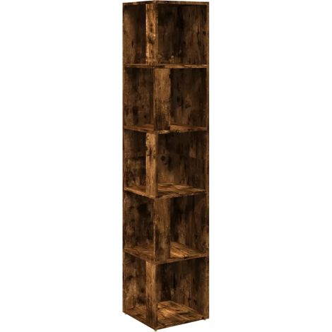 Armadio angolare classico con 5 scomparti per soggiorno o camera da letto 33 x 33 x 164 cm realizzato in legno composito finitura rovere affumicato 020048264