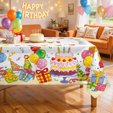 Rechteckige Tischdecke 140x180 cm Polyester, waschbar, Geburtstag & Party