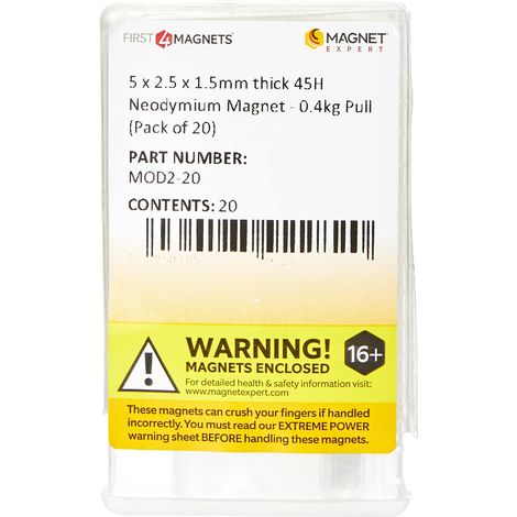 MAGNET Expert - Dischi magnetici al neodimio, 0.35 Kg, 5 x 2,5 x 1,5 mm, confezione da 20 pezzi