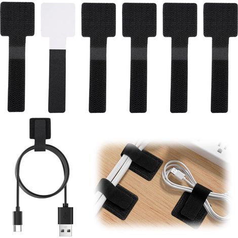 30 Pièces Serre-Câbles Réutilisables avec dos Adhésif Puissant, 9CM Réglable Scratch-Cable avec Adhésifs, Organisateur de Câble en Nylon, Sangle Câbles Réutilisables pour Bureaux, Maison, Cuisine (1/5)