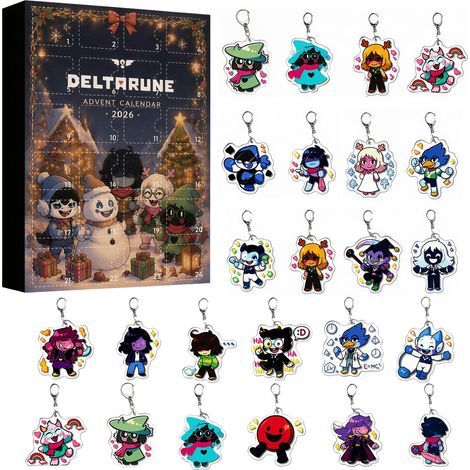 Deltarune Runendreieck-Adventskalender, Überraschungsbox, Weihnachtsmotiv, Acryl-Schlüsselanhänger, H-förmige Geschenkbox (1/3)
