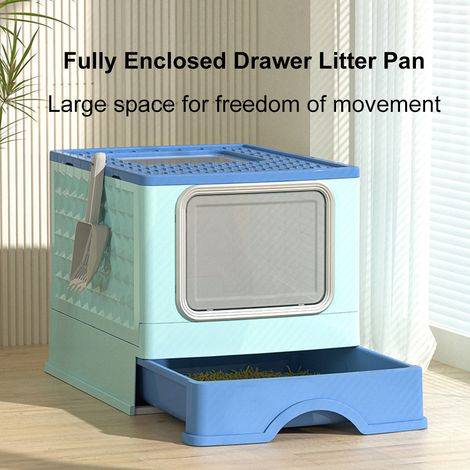 Bac à litière à porte pliante pour chat, bac fermé pour animaux de compagnie, Extra Large, fournitures complètes, nettoyage pratique, ciblé pour les propriétaires (1/5)