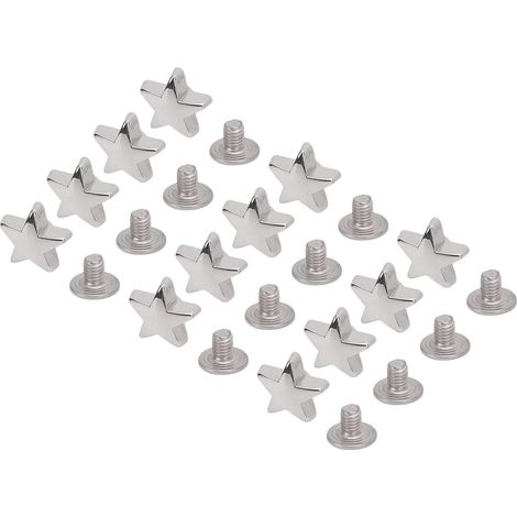 50er-Set Ledernieten und Schrauben, 10 mm Fünfsternnieten, 4,5 mm PH-Schrauben-Set für Lederarbeiten, Silber (1/5)