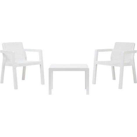 Toomax Set Salotto da giardino Riviera 2 posti bianco, in plastica resistente effetto juta, 2 poltrone con schienale ergonomico e 1 tavolino, ideale per spazi esterni