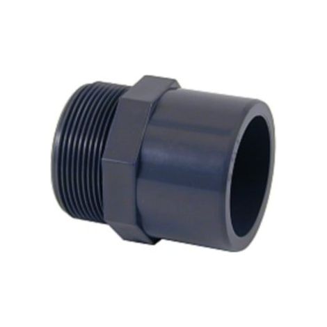 Raccord de robinetterie embout fileté PVC pression 1''1/4 à coller – Filetage entrée 50mm extérieur et 40mm intérieur – Usage professionnel – Piscineo