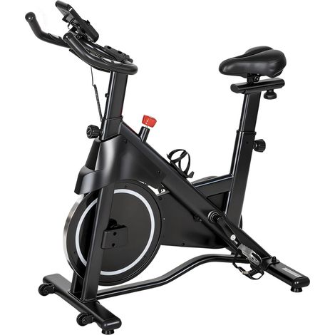 Vélo d'Appartement, Vélo d'Exercice, Résistance Magnétique Réglable, Écran LCD, Siège Confortable, 108x51x116cm, Blanc (1/5)