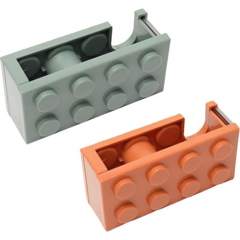 2 Pièces Dévidoir Dévidoir Ruban Adhésif en Forme de Blocs de Construction Dévidoir de Ruban Adhésif pour Bureaux Restaurants Fleuristes(vert + orange) (1/5)