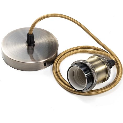Pendant Light Fixture Metal Hanging Lamp E27 Lamp Sockets with Cable, Adjustable Bronze Braided Ceiling Hanging Socket, for Ceiling Lighting (Brown) (1/5)