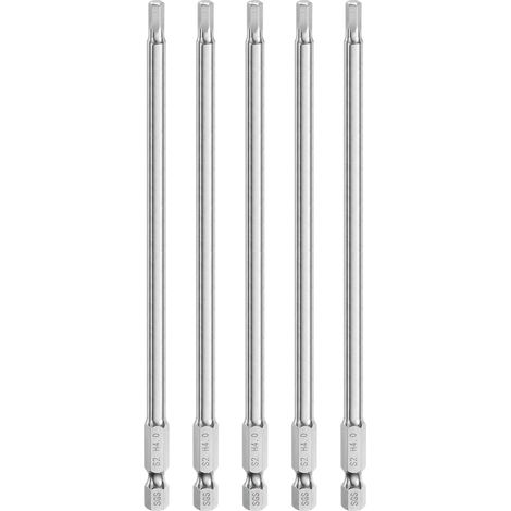 5pcs Foret à Tête Hexagonale 4mm (H4) Métrique 1/4" Tige Hexagonale 150mm (6") Long Embouts de Tournevis Magnétique Acier S2 Foret Hexagonaux à Pointe Plate pour Vis (1/5)