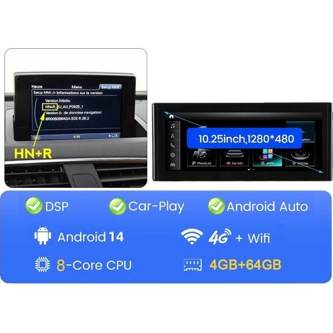 Auto-Multimedia-Player, Plug and Play, Smartphone-Kompatibilität, kompatibel mit Audi Q3 2013-2019, 4G+64G HN+R (1/2)