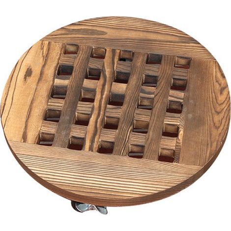 Plateau - Support pour plantes - Plateau rond - À roulettes - Socle pour pot de fleurs - 25 x 25 x 7 cm - Couleur bois naturel (1/5)