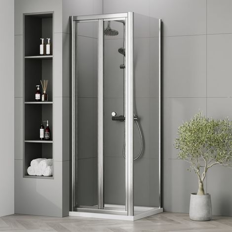 Nuie Rene Bi-Fold Shower Door 1000mm Wide with Polished Chrome Profile - 4mm Glass