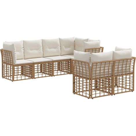 Maison Exclusive - Outdoor-Sofagarnitur mit Kissen 7 pcs Natur Po