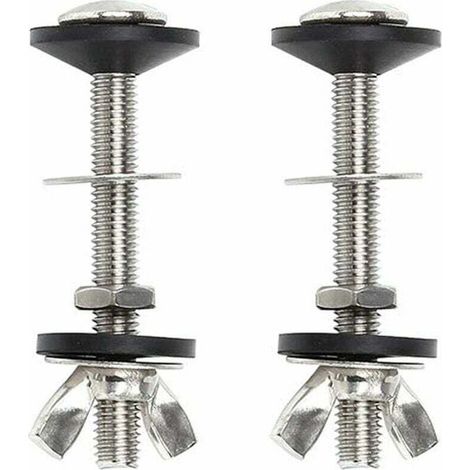 Lot de 2 boulons de fixation pour réservoir de WC - Kit de fixation universel en acier inoxydable avec double joint - Installation facile (1/4)
