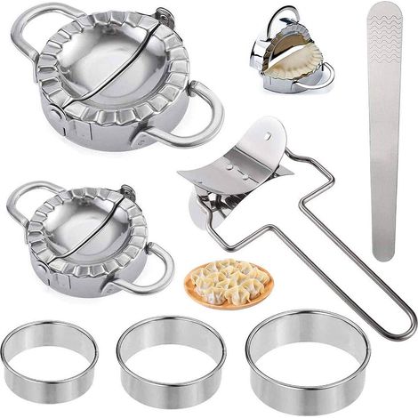 Boulette Maker et Ravioli Machine, 11 Pièces Dumpling Moule, Acier Inoxydable Boulette Maker, Ravioli Cutter, Moule à Dumplings Tarte Outil Accessoires de Cuisine (1/5)