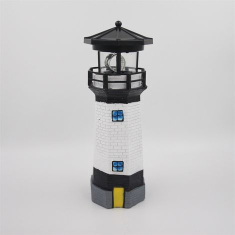 Phare solaire extrieur jardin dcoratif paysage cour pelouse lampe rsine led solaire tour phare(noir)