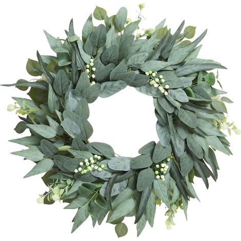 Guirlande Eucalyptus - 60 cm - Feuillage Artificiel en Tissu Soyeux - Pour Porte d'Entrée Fenêtre ou Mur - Décoration Intérieure et Extérieure Abritée - 1 Pièce (1/5)