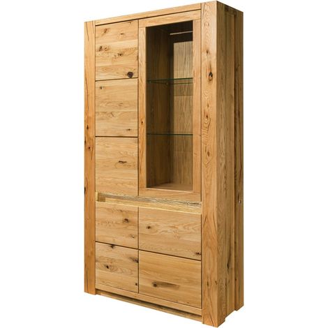 Vitrine Wildeiche natur geölt 113x40x205 (BxTxH) montiert KENT 102 (1/4)