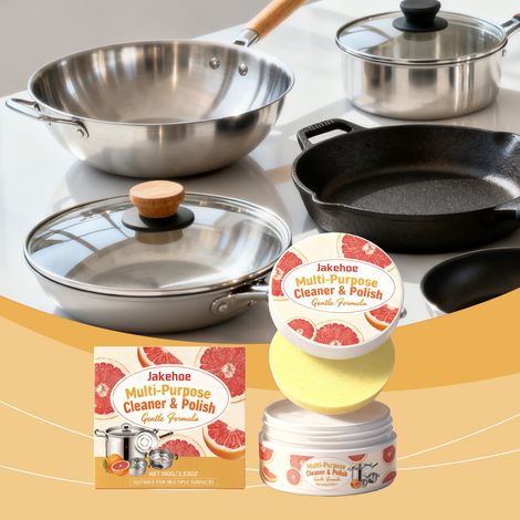 Vielseitiges Reinigungs- und Poliermittel für Zuhause und Büro, hellt auf, reinigt und schützt, sorgt für einen glänzenden Look – 100 g + 1 Schwamm -- DE (1/5)